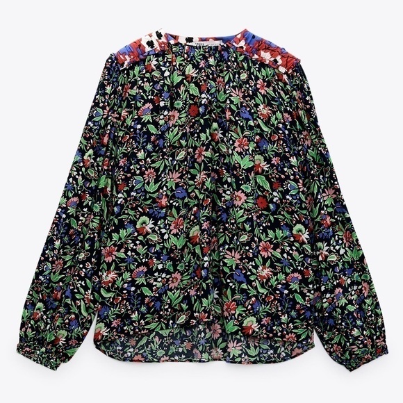 ZARA SHOULDER PAD PATCHWORK BLOUSE SIZE M - Picture 2 of 9